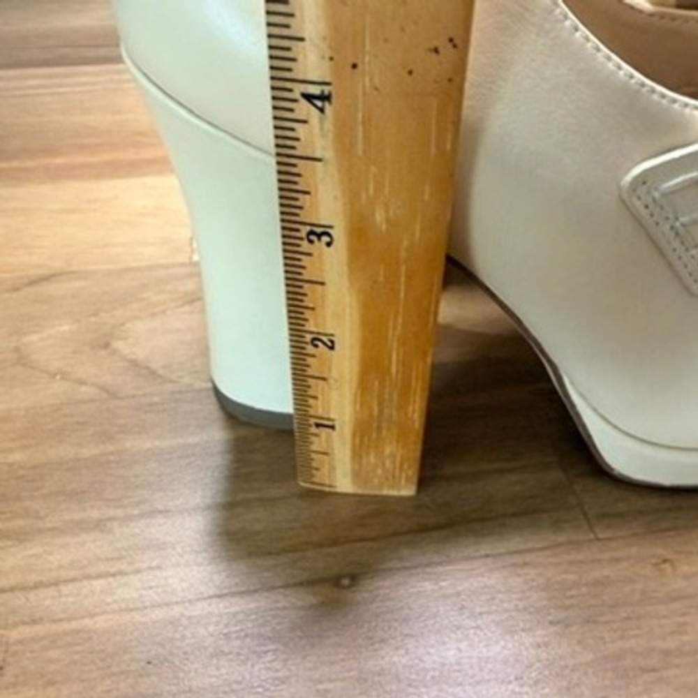 Sam Edelman Ivory Leather Platform Tassel Loafer Heels Size 6.5 - Picture 5 of 14